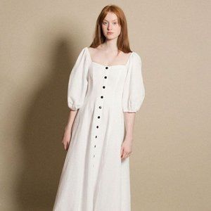 Mara Hoffman Mika Puff Sleeve Linen White Dress